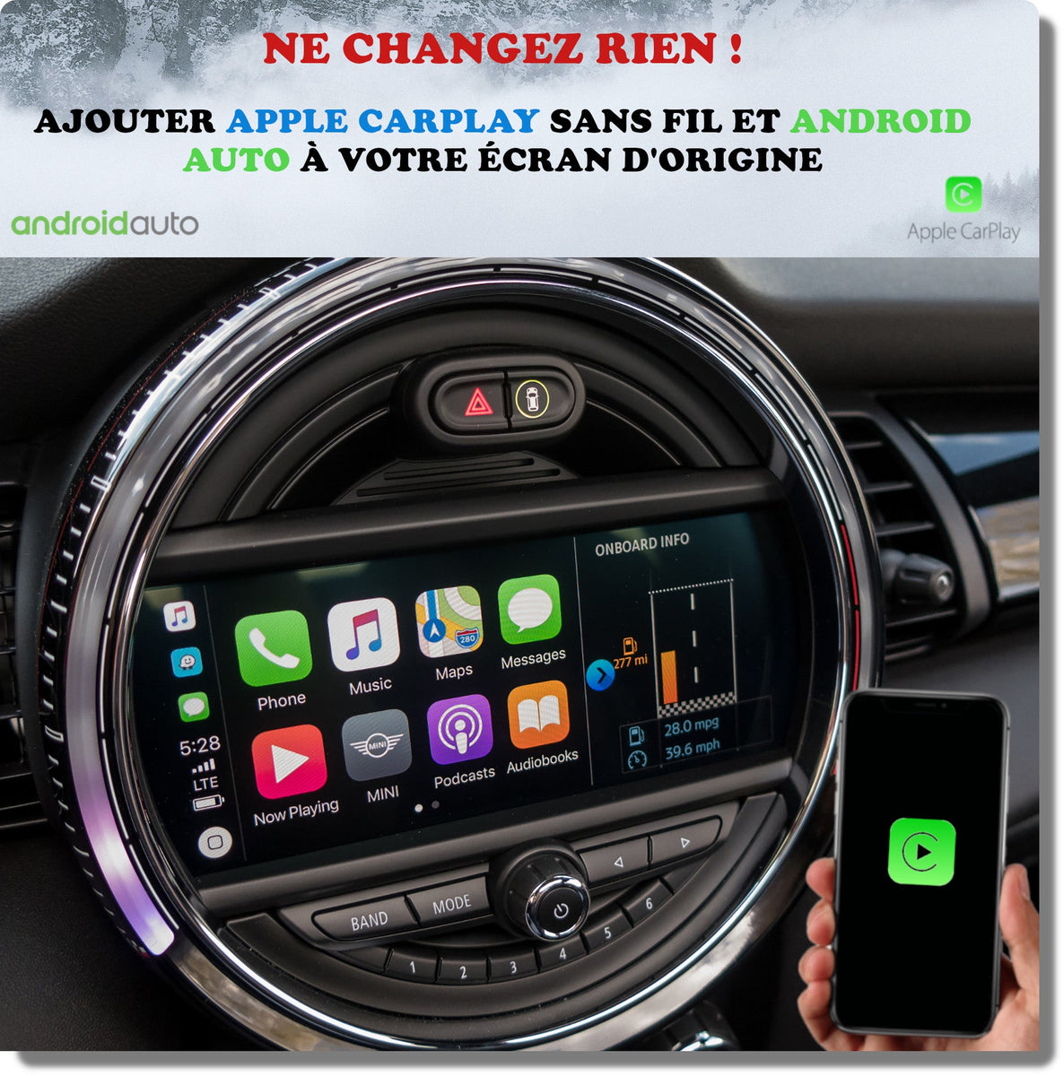 Apple Carplay sans fil et Android Auto sur MINI Cooper NBT
