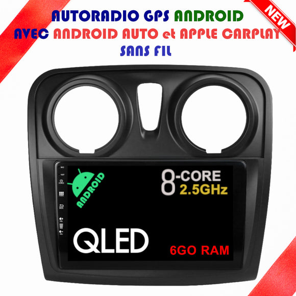 Autoradio GPS DACIA SANDERO II de 2013 à 2020 Version Android 13 avec Android Auto et Apple Carplay sans fil intégrés