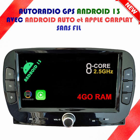 Autoradio GPS FIAT Abarth à partir de 2016 Version Android 13 avec Android Auto et Apple Carplay sans fil intégrés