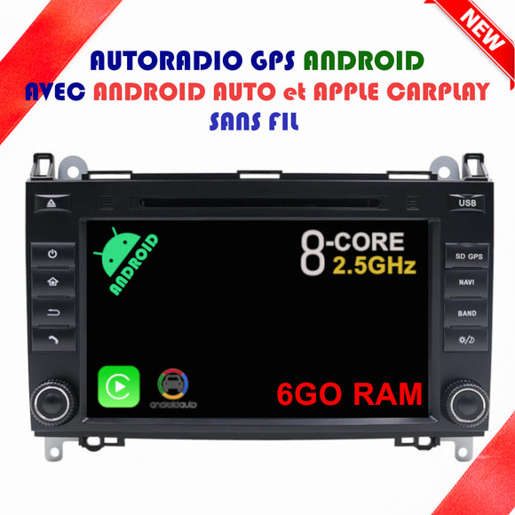 AUTORADIO GPS ANDROID 13 MERCEDES BENZ CLASSE B W245 2005 À 2012 avec Android Auto et Apple Carplay sans fil intégré