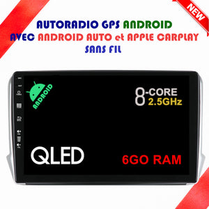 Autoradio GPS Peugeot 2008 de 2013 à 2019 Version Android 13 avec Android Auto et Apple Carplay sans fil intégré