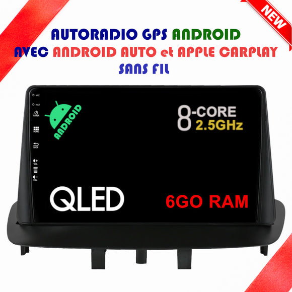 Autoradio GPS Renault Mégane 3 de 2008 à 2016 Version Android 13 avec Android Auto et Apple Carplay sans fil intégrés