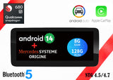 ÉCRAN ANDROID 14 AVEC CARPLAY ET ANDROID AUTO SANS FIL POUR MERCEDES GLA  de 2014 à 2015 avec systèmes NTG 4.5 et 4.7