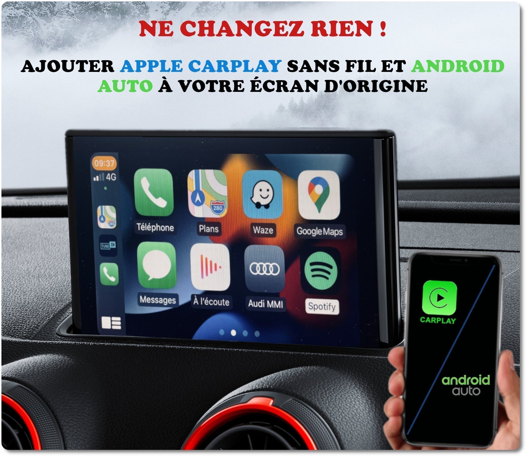 Apple Carplay sans fil et Android Auto sur Audi A7 écran d'origine –  GOAUTORADIO