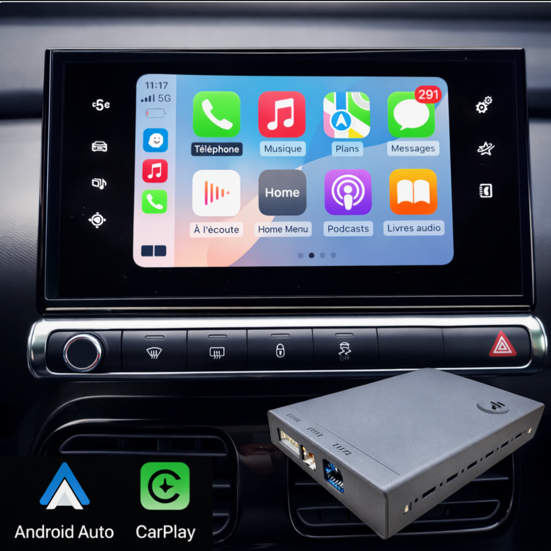Boitier Carplay et Android Auto pour Citroën C4 CACTUS Phase 2 à partir de  2018