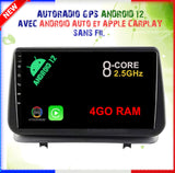 Autoradio GPS Renault Clio 3 2005 à 2014 Version Android 12 avec Android Auto et Apple Carplay sans fil intégré