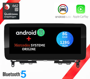 ÉCRAN ANDROID 13 AVEC CARPLAY ET ANDROID AUTO SANS FIL POUR MERCEDES CLASSE C W204 de 2007 à 2010