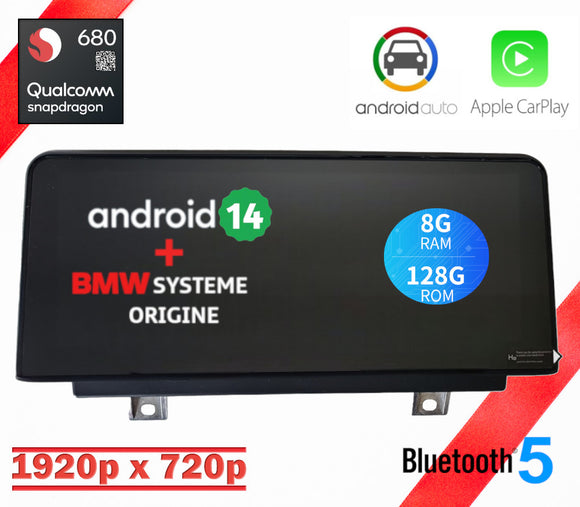 ÉCRAN ANDROID 14 avec Carplay et Android Auto sans fil pour BMW X1 F48 à partir de 2017 avec système EVO