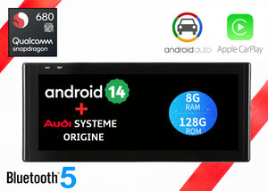 ÉCRAN ANDROID 14 AVEC CARPLAY ET ANDROID AUTO SANS FIL POUR Audi A1 de 2013 à 2018