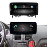 ÉCRAN ANDROID 13 AVEC CARPLAY ET ANDROID AUTO SANS FIL POUR MERCEDES CLASSE C W204 de 2007 à 2010