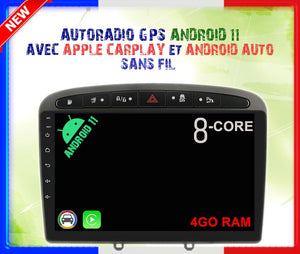 Autoradio GPS Peugeot RCZ de 2010 à 2015 Version Android 11 avec Android Auto et Apple Carplay sans fil intégré