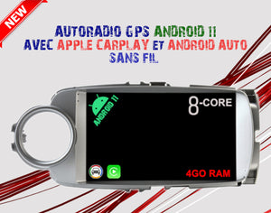 Autoradio GPS Toyota Yaris de 2011 à 2014 Version Android 11 avec Android Auto et Apple Carplay sans fil intégré